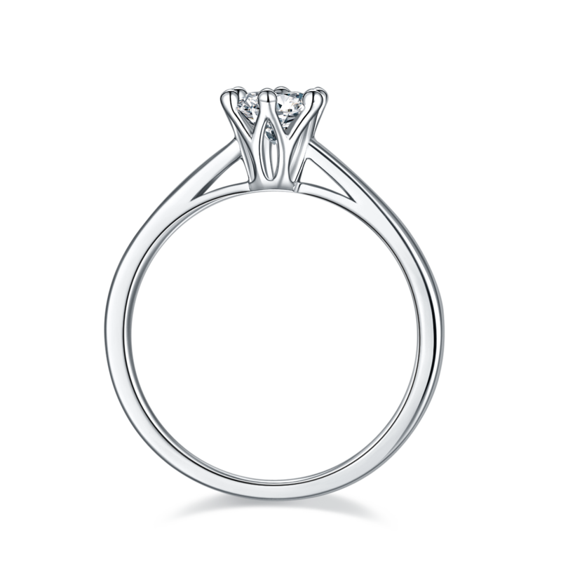 直臂皇冠S925银镀白金MoissaniteWomen's Ring50分D级